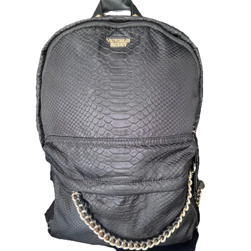Victoria Secret Small Backpack With Chain Zipper , Black